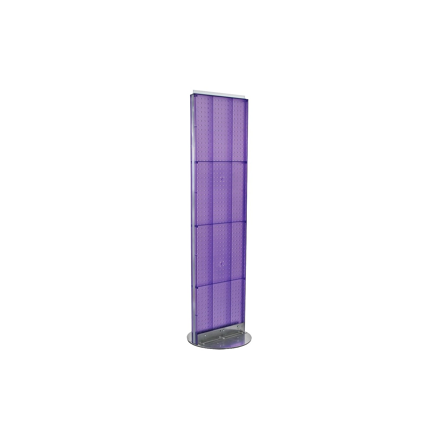 Purple Metal Two-Sided Pegboard Floor Display Stand