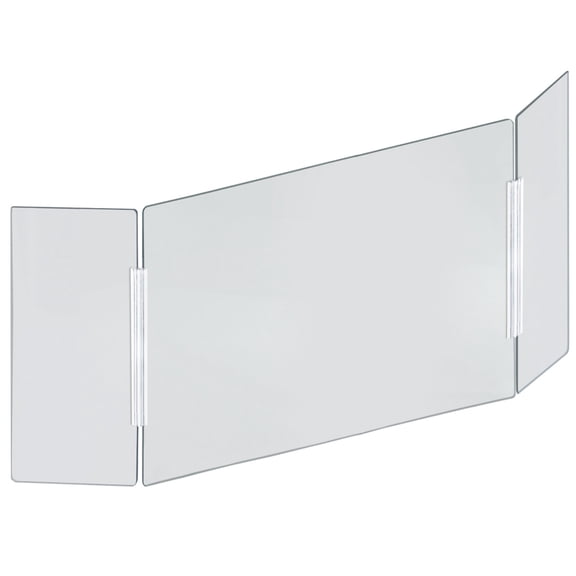 X-Large 62"wide x 30" high Clear Acrylic Tri Fold PLEXIGLASS Protective Shield, Sneeze Guard, Personal Barrier, adjustable heights for pass through on the bottom
