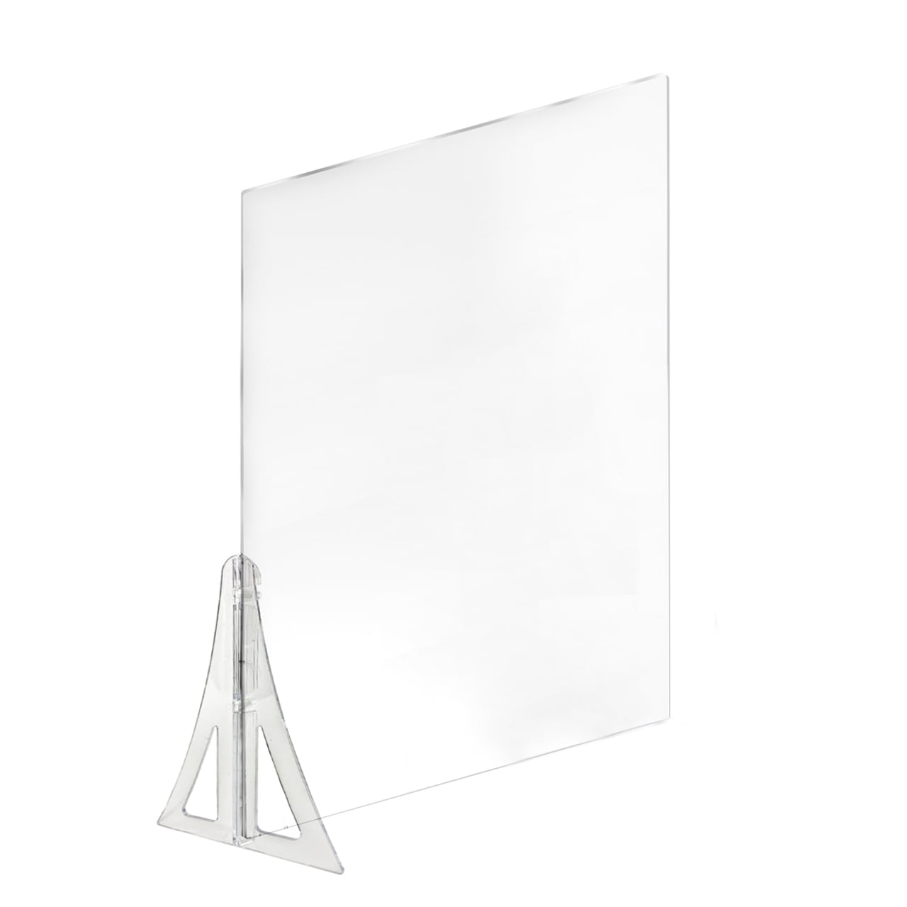 Clear Acrylic Single Leg Partition Shield with Triangle Support Stand