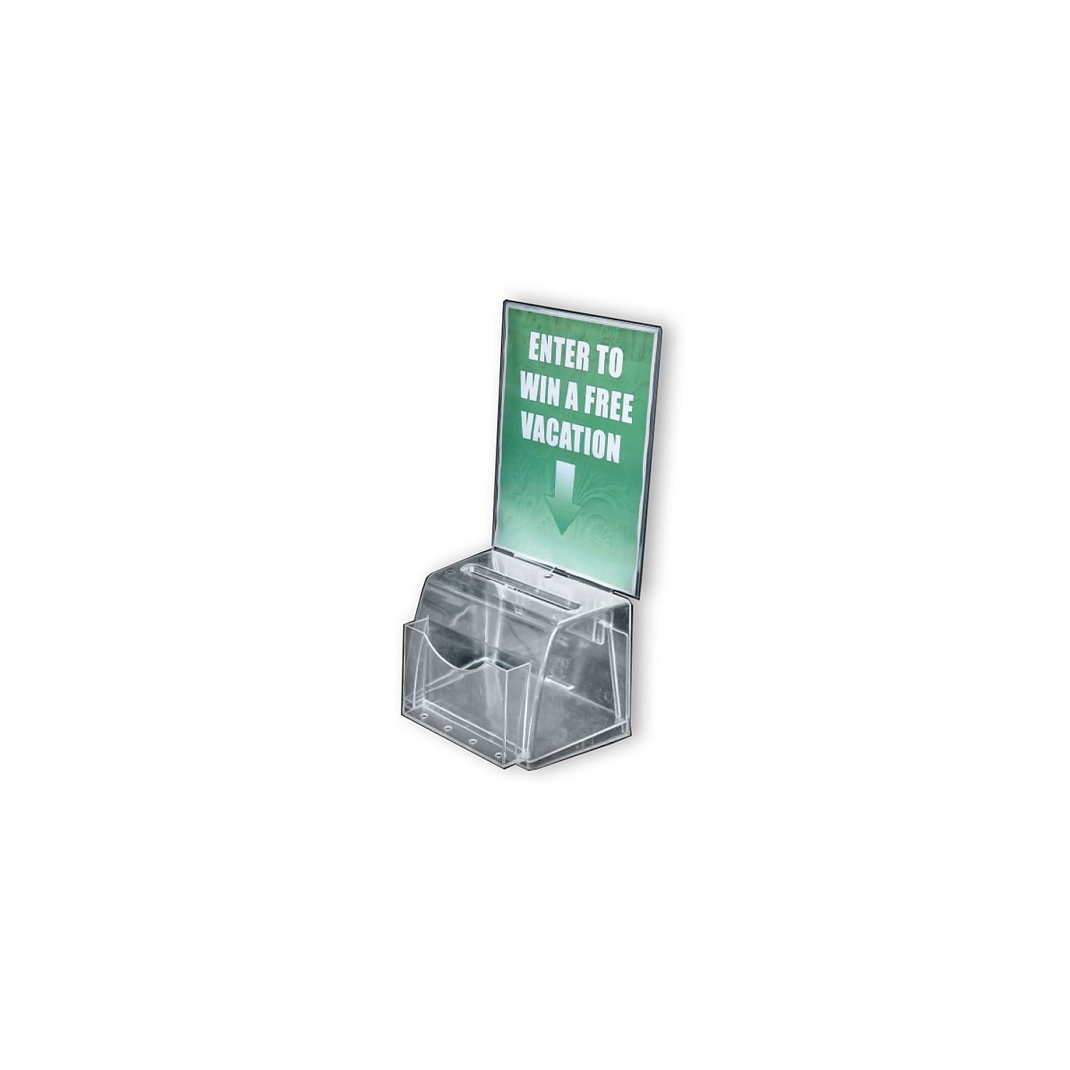 Clear Medium Plastic Suggestion and Donation Box with Sign Holder