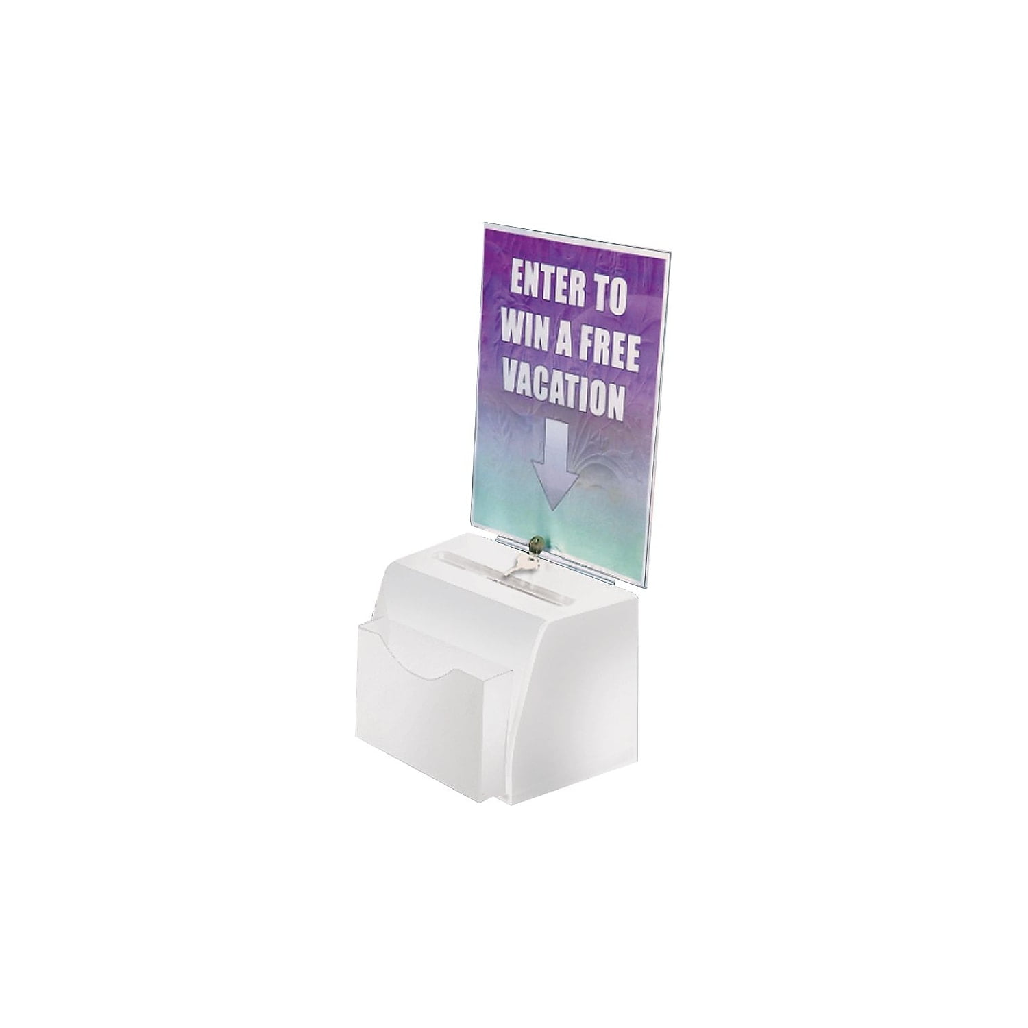 White Medium Plastic Suggestion Box with Lock and Pocket