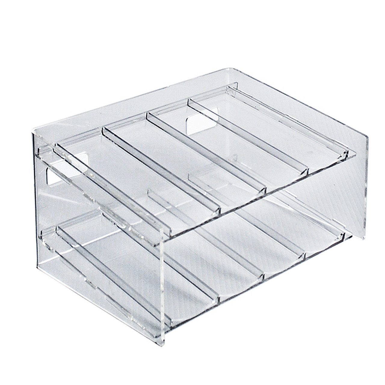 Two-Tier 8 Compartment Display, 4-Comp per Tier. Dimensions: 12