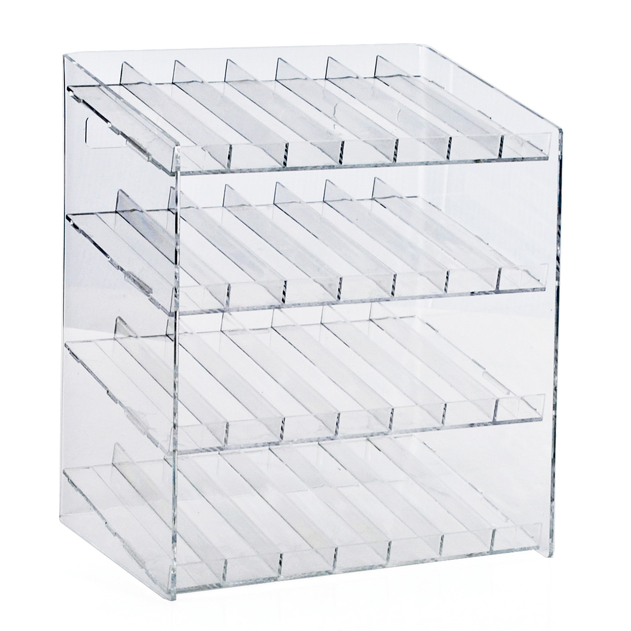 Four-Tier 28 Compartment Display, 7-Comp per Tier. Dimensions: 12