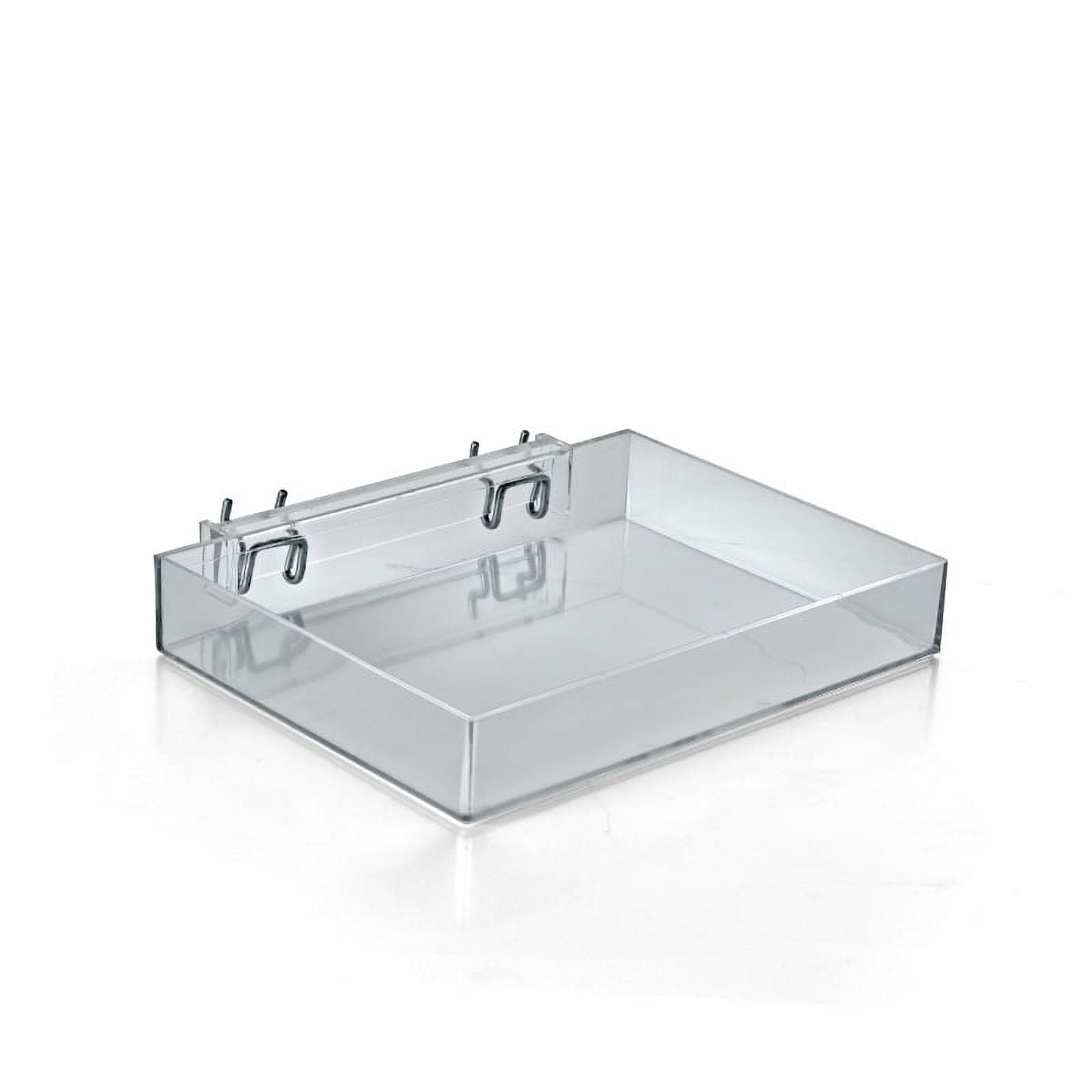 Clear Acrylic 9.5" Wide Countertop Display Tray with Metal Hooks