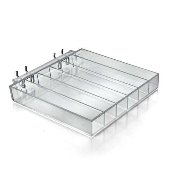 Six Compartment Acrylic Tray for Pegboard / Slatwall / Counter, 2-Pack