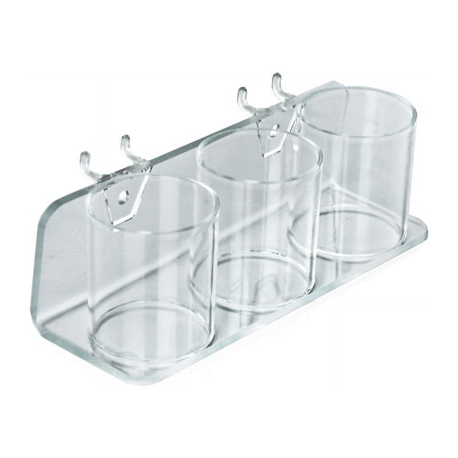 Clear Acrylic Three-Cup Holder for Pens, Brushes, and Cosmetics