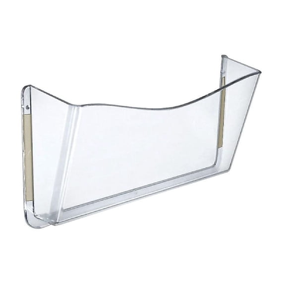 Azar Displays 250035 Clear Plastic Wall Mount File Holder with Double Sided Tape, 4-Pack
