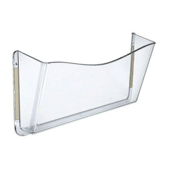 Azar Displays 250035 Clear Plastic Wall Mount File Holder with Double Sided Tape, 4-Pack