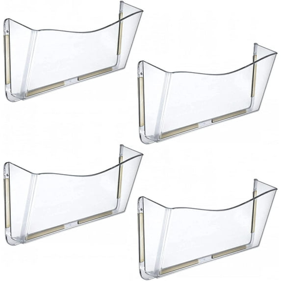 Azar Displays 250055-SMK Plastic Wall Mount File Holder with Suction Cups Smoke Colored, 4-Pack