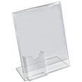 thumbnail image 1 of Clear Acrylic Angled L-Shape Sign Holder Frame with Slant Back Design and Attached Tri-Fold Brochure Holder Pocket, Frame Size: 8.5" W x 11" H, 10-Pack, 1 of 2