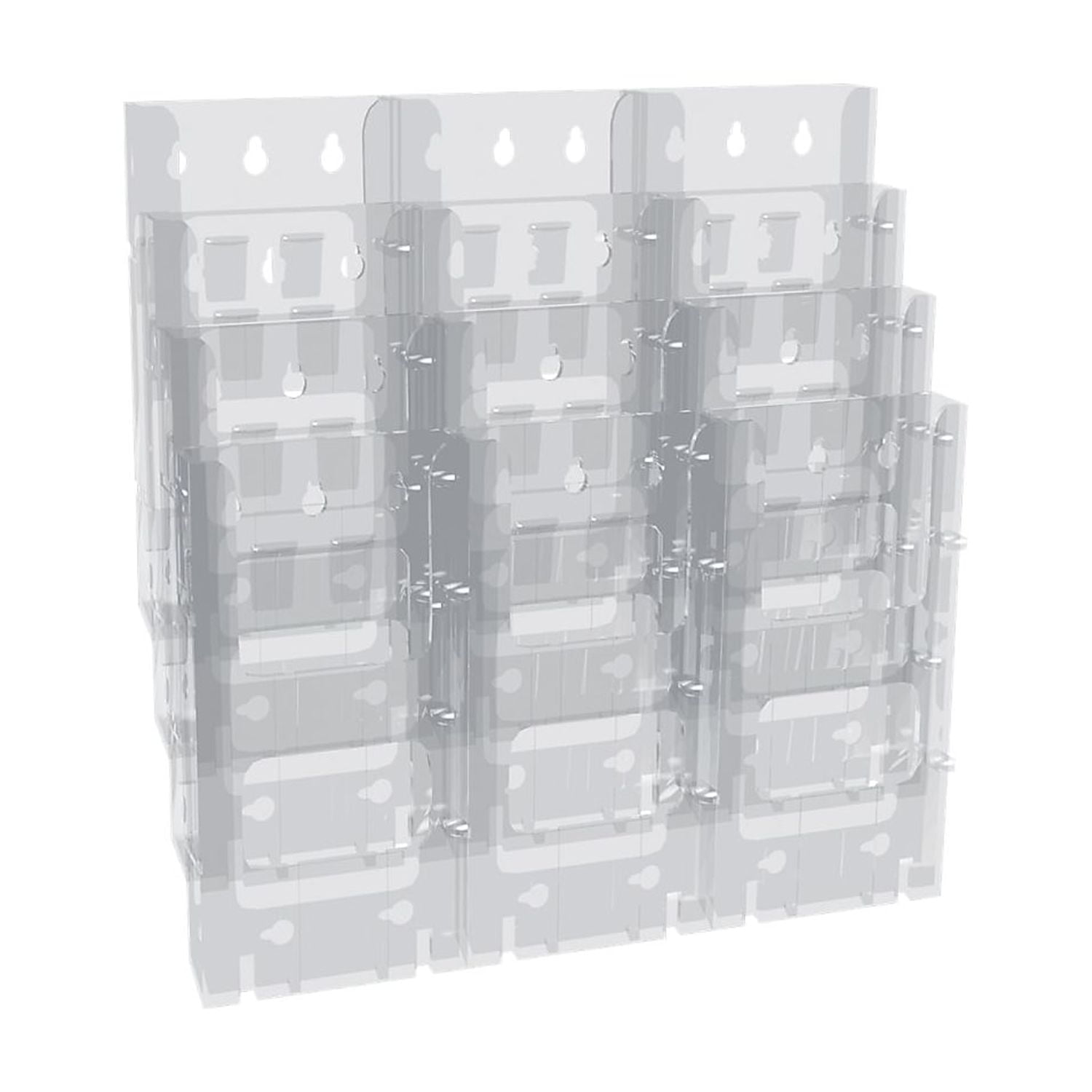 Clear 12-Pocket Wall Mounted Plastic Literature Holder