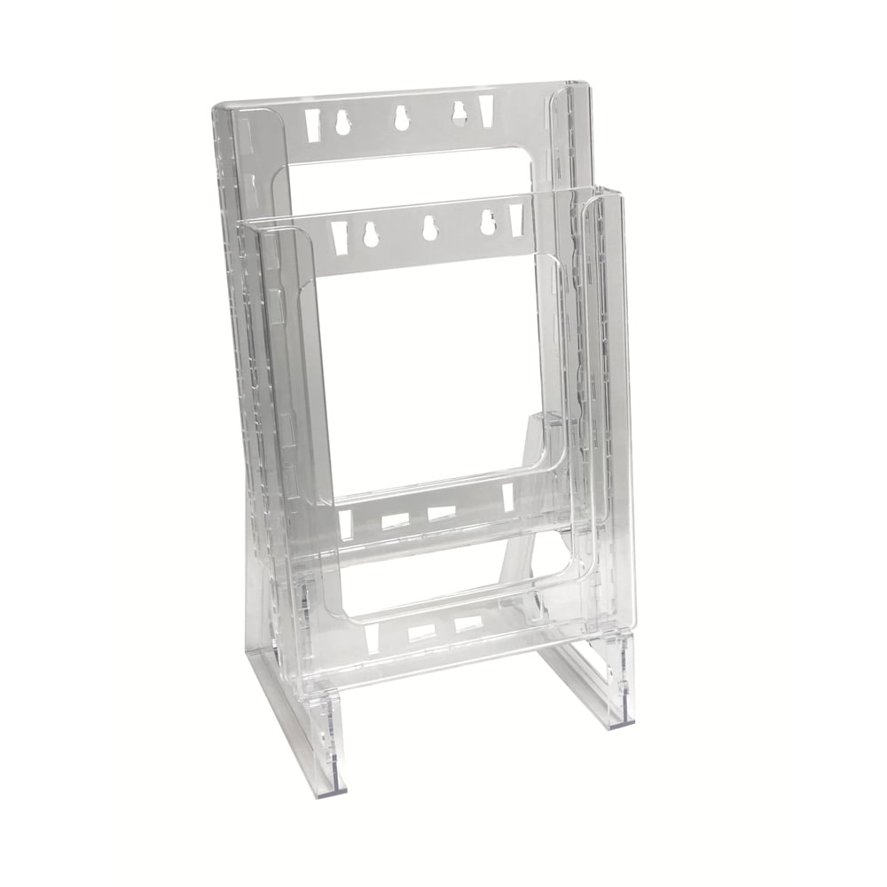 Clear Crystal Styrene Two-Tier Modular Literature Holder