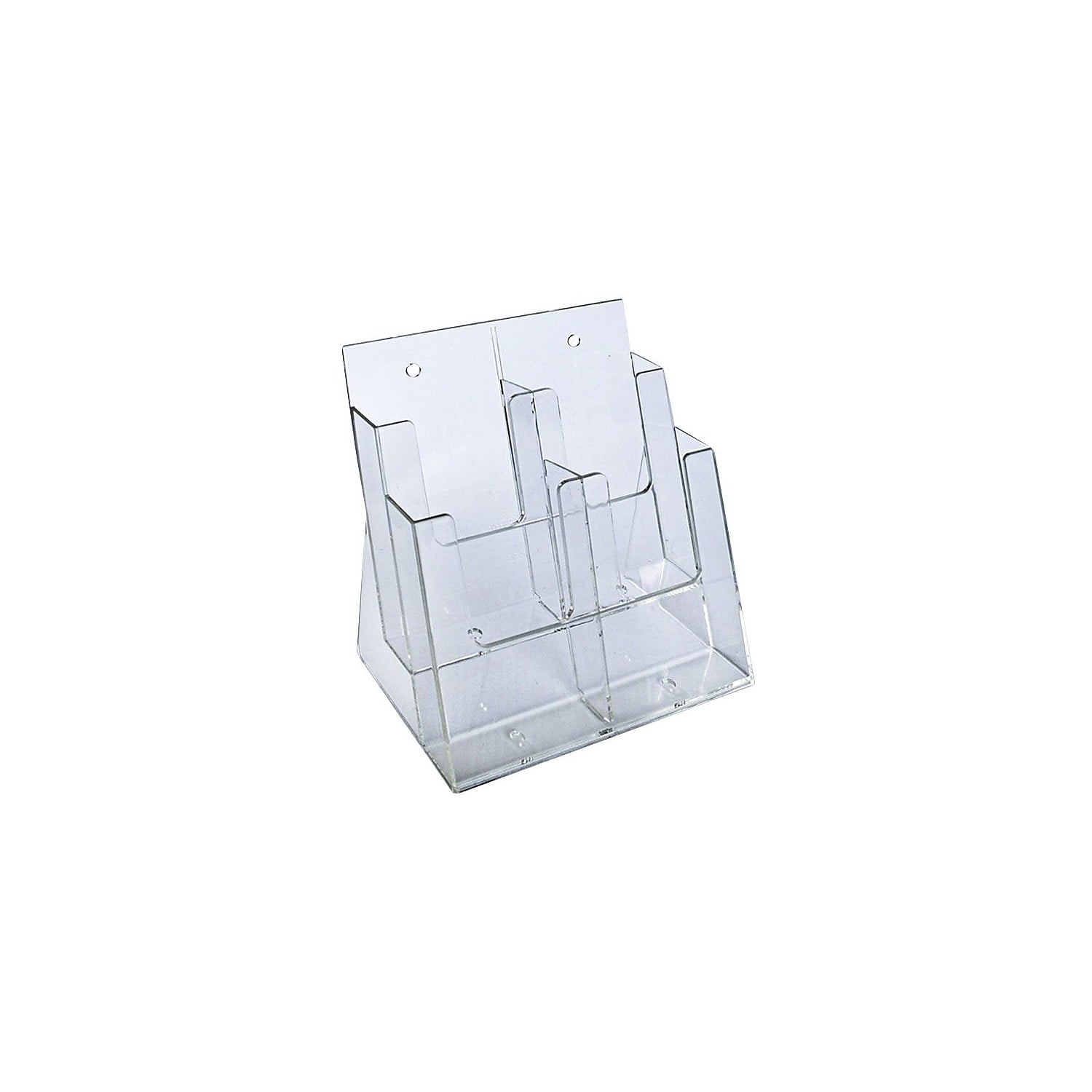 Clear Plastic Two-Tier Four-Pocket Desktop Brochure Holder