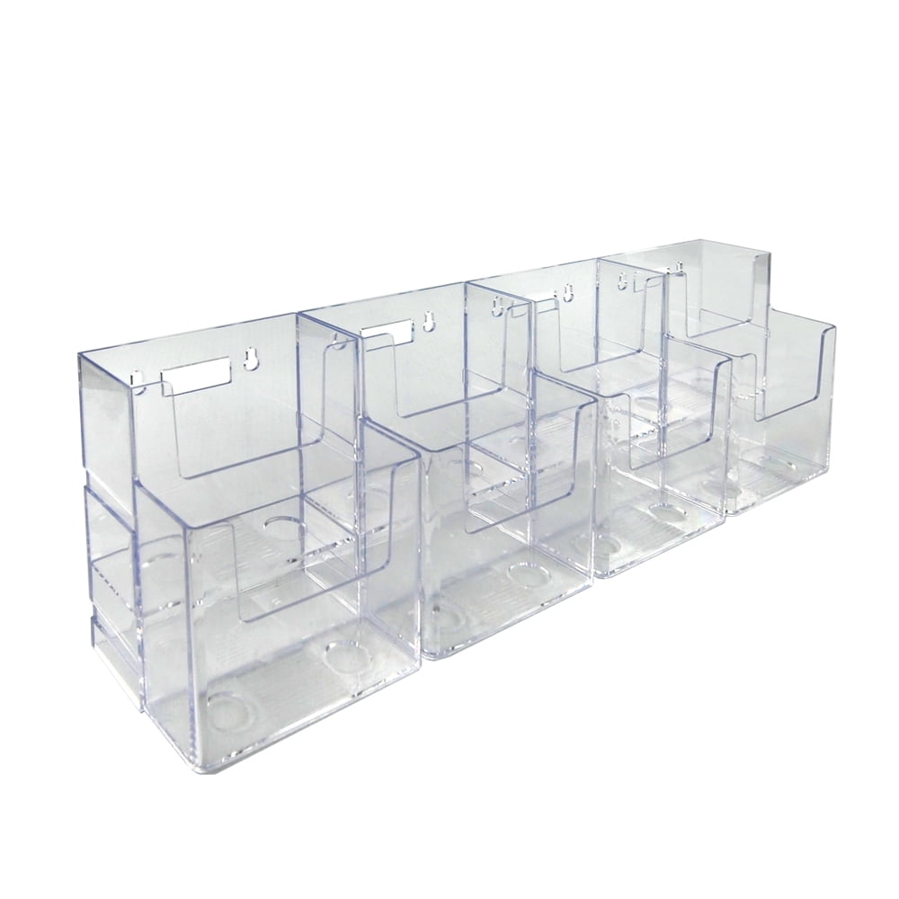 Clear Acrylic Two-Tiered 8-Pocket Wall Mount Literature Holder