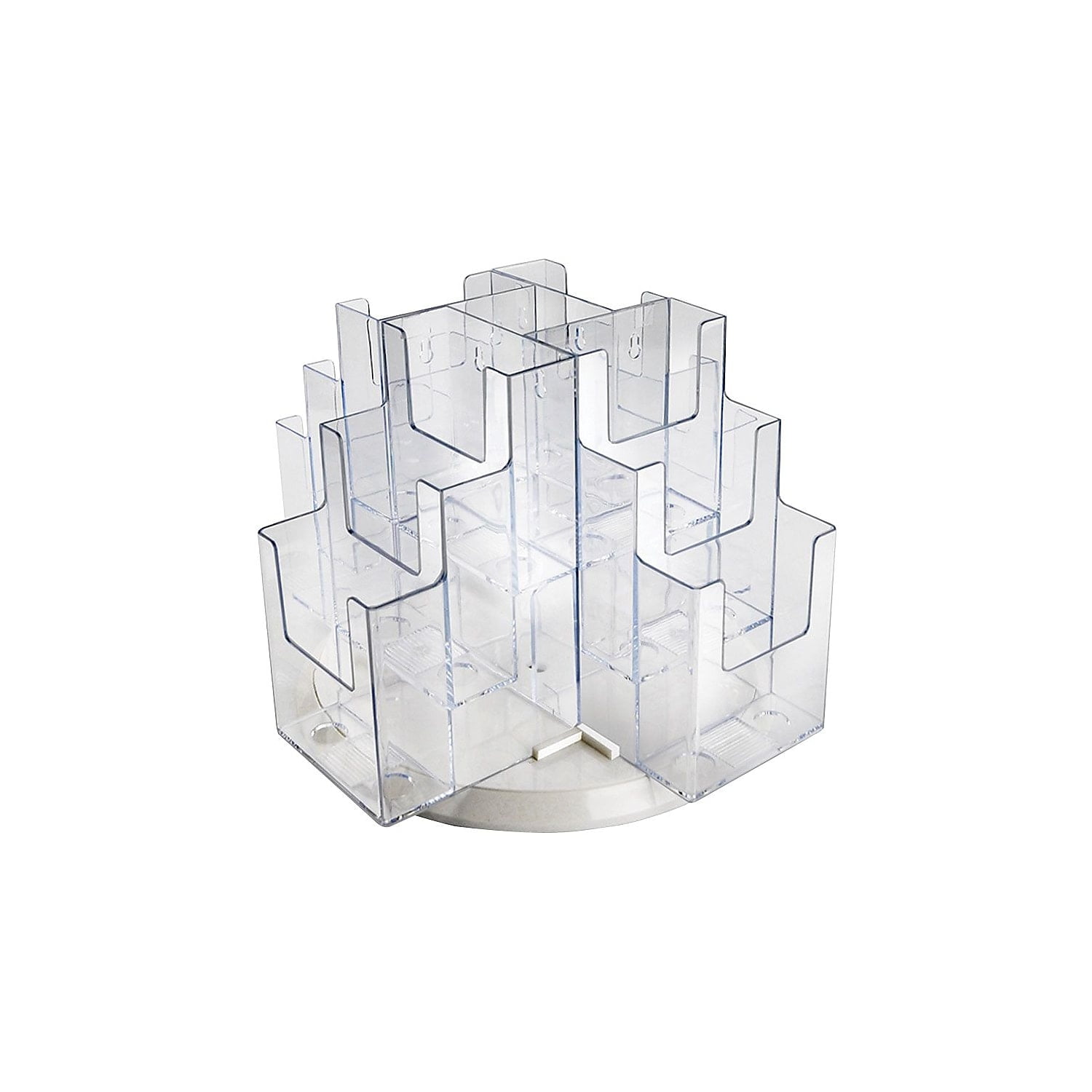 Clear Acrylic 12-Pocket Revolving Trifold Brochure Holder