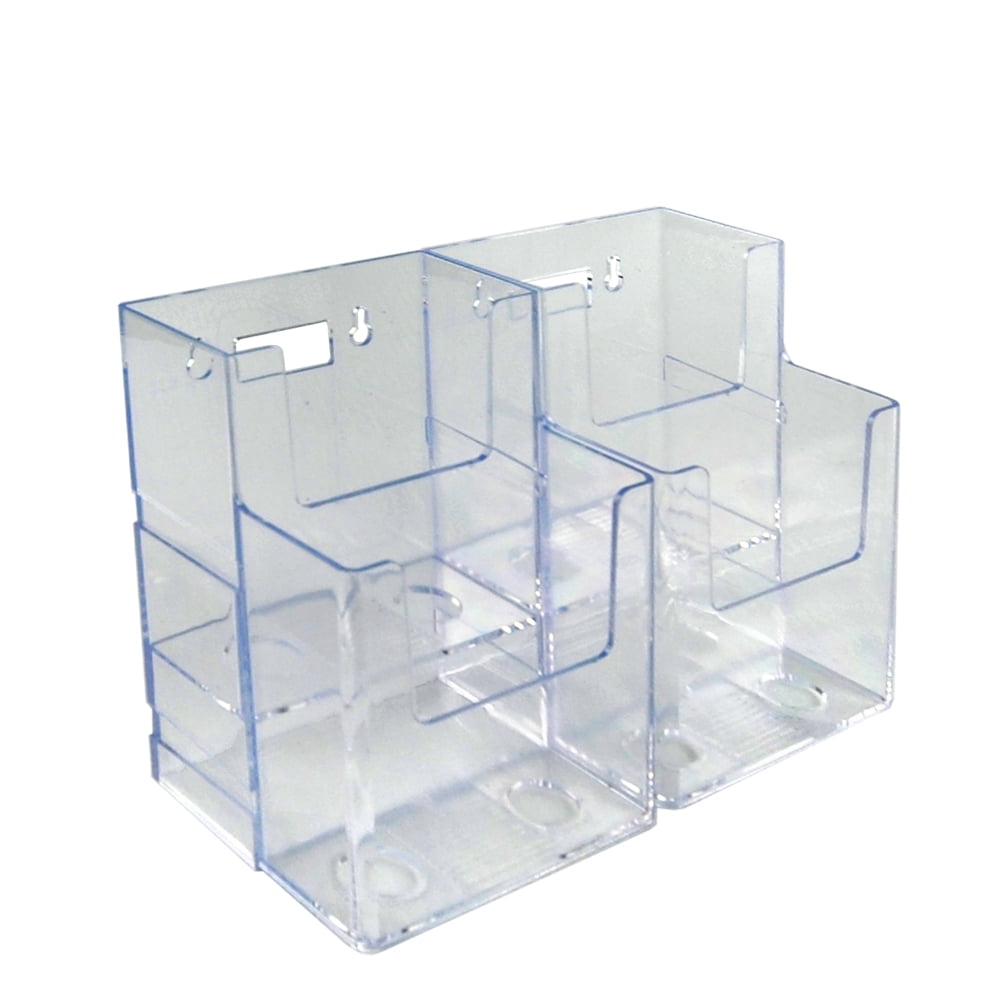 Clear Acrylic Two-Tier Four-Pocket Vertical Brochure Holder