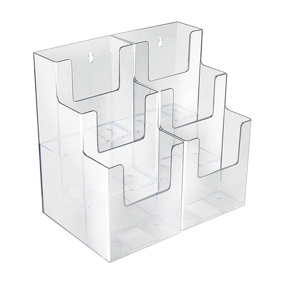 Three-Tier Six-Pocket Trifold Brochure Holder, 2-Pack