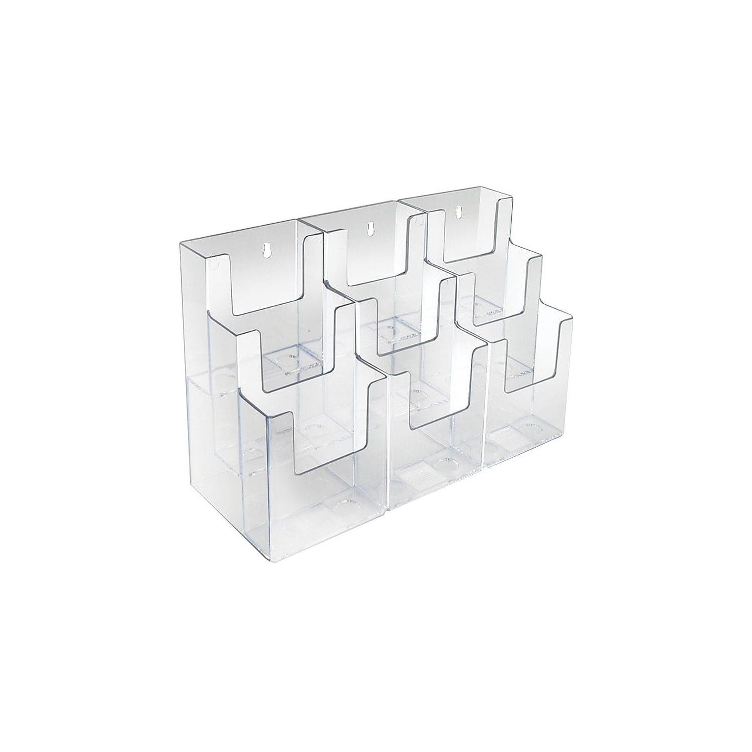 Clear Acrylic Three-Tier Nine-Pocket Brochure Holder, 2-Pack
