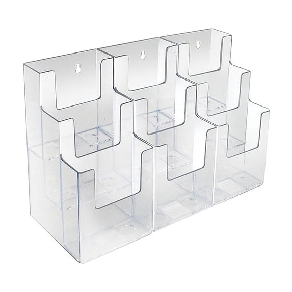 Three-Tier Nine-Pocket Trifold Brochure Holder, 2-Pack