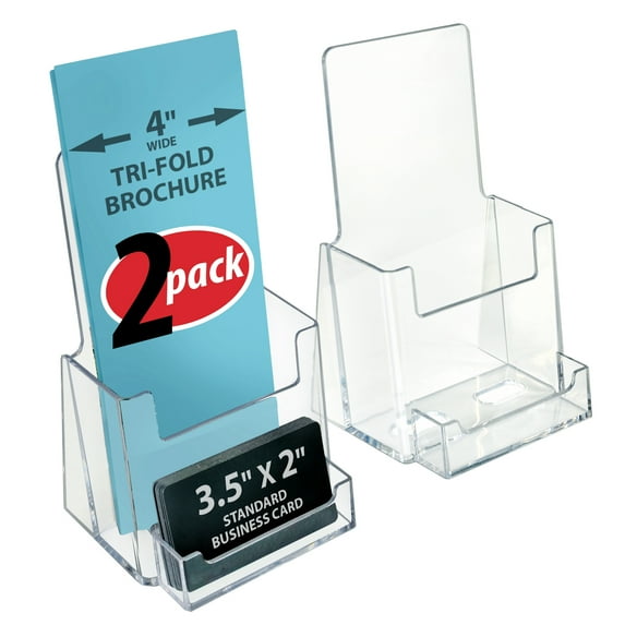 Trifold Brochure Holder w/ Business Card Pocket. Inside Dimension: 4.125"W