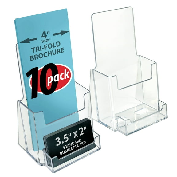 Trifold Brochure Holder w/ Business Card Pocket. Inside Dimension: 4.125"W