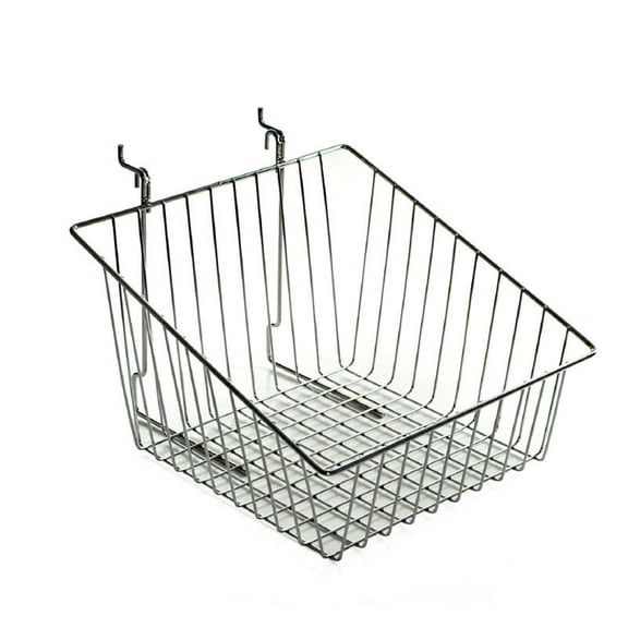 8"H Sloped Chrome Wire Basket, 2-Pack