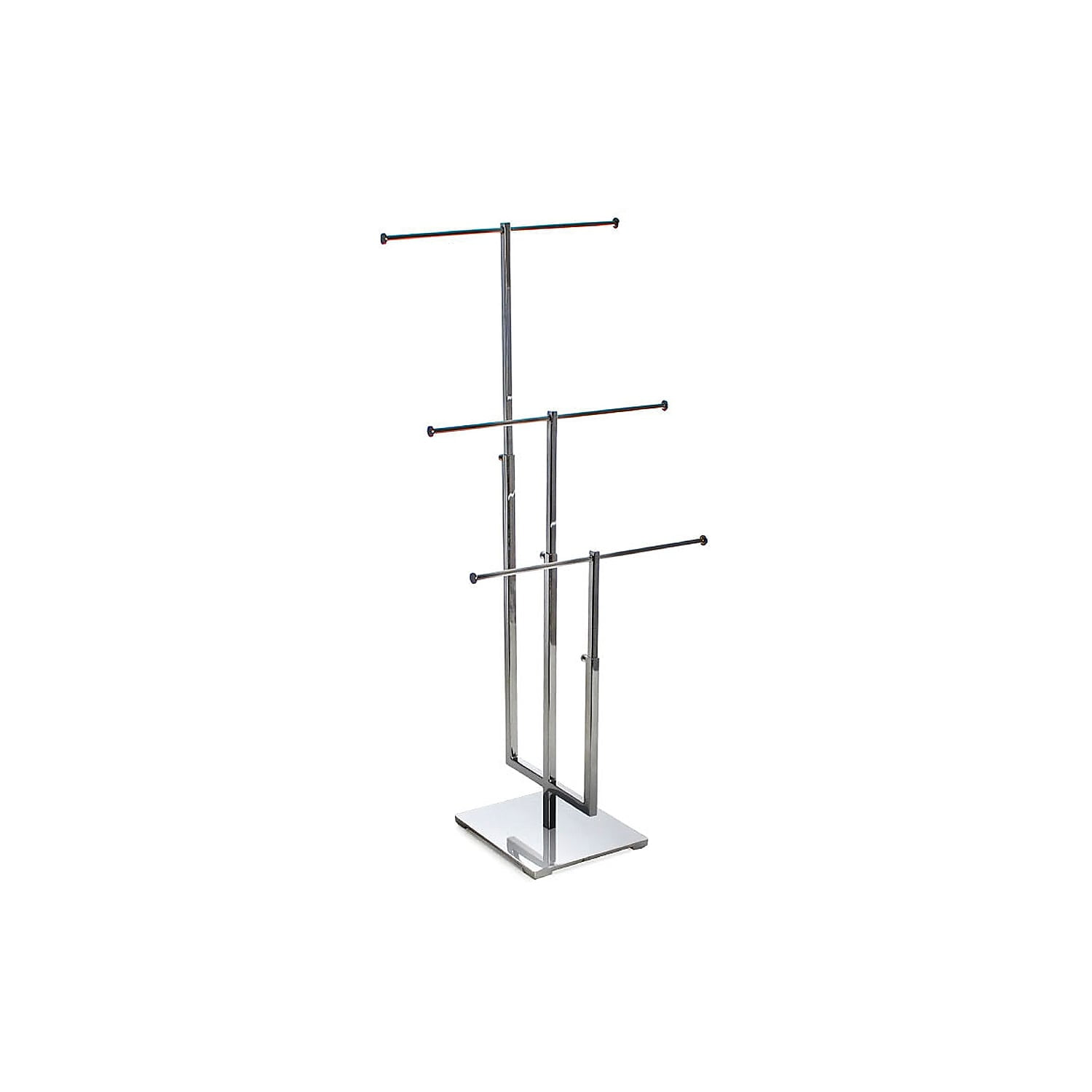 Adjustable Three-Tier Silver Metal Necklace Display Rack