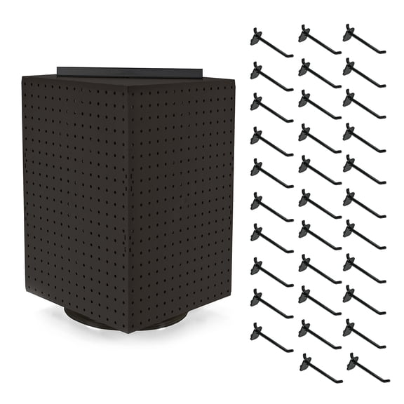 Four-Sided Revolving 14"W x 20"H Pegboard Counter Display w/ 32 4" Hooks