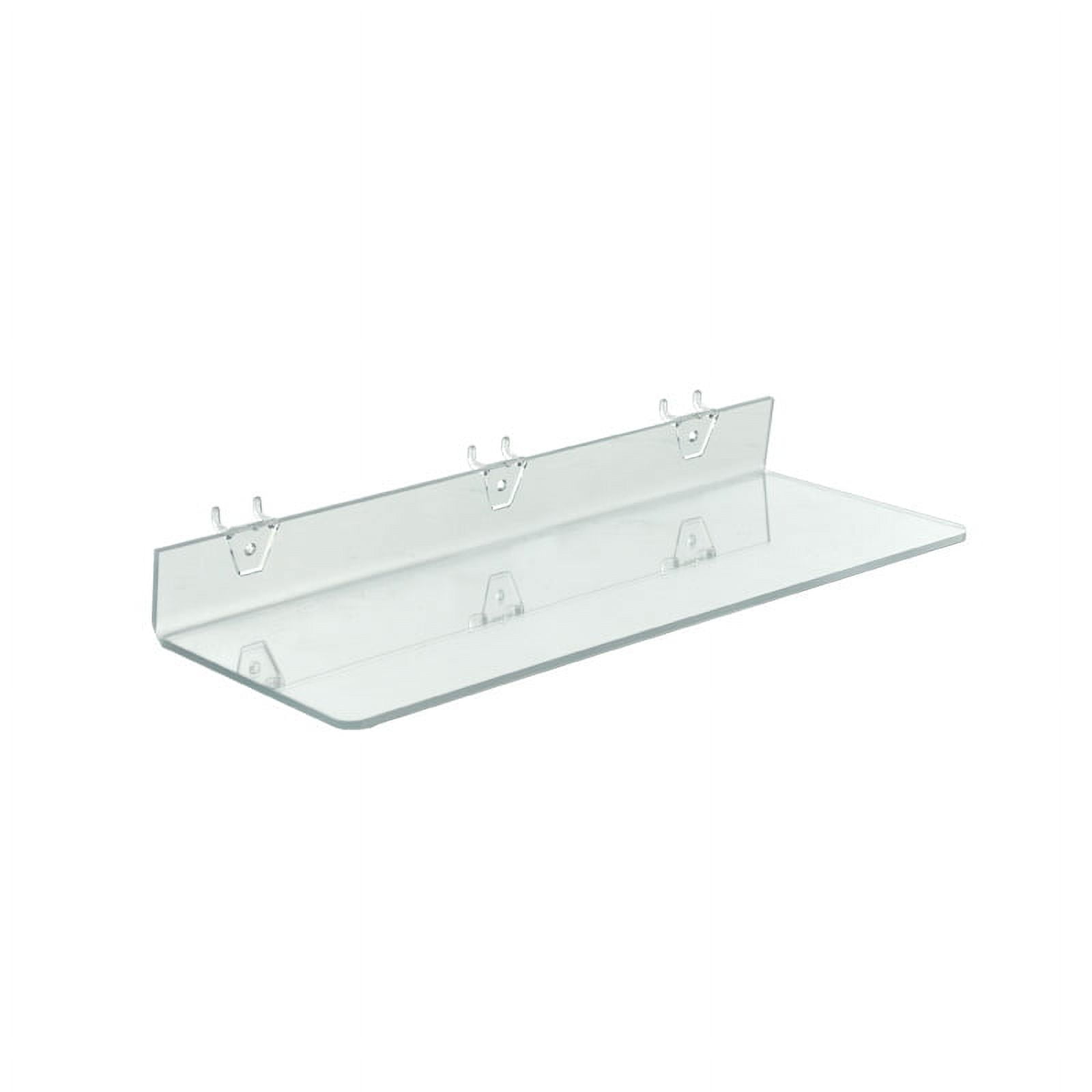 Clear Glossy Acrylic Floating Shelf for Pegboard & Slatwall, 20" x 6" x 2"