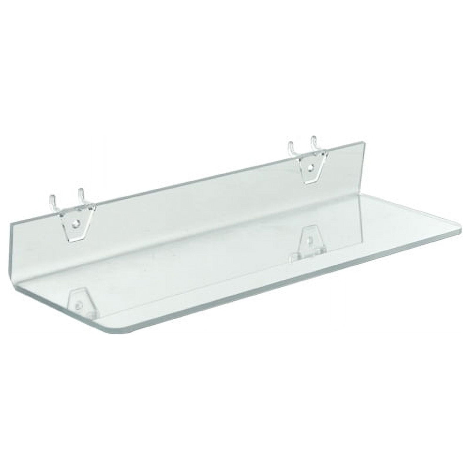 Clear Acrylic Wall-Mounted Shelf for Pegboard & Slatwall, 16" x 4" x 2", 4-Pack
