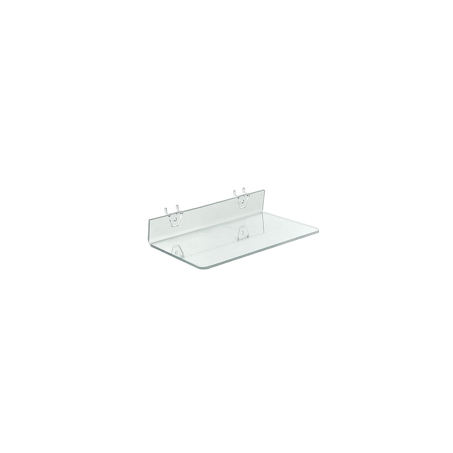Clear Acrylic Shelf with Hooks for Pegboard/Slatwall, 13.5" x 6"