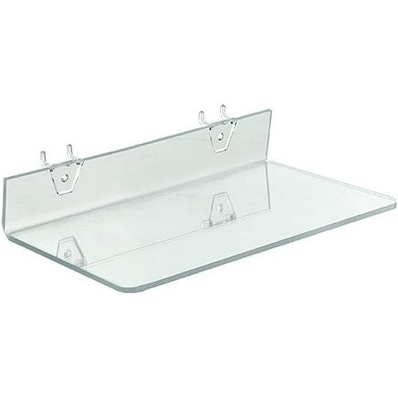 Azar Displays 556099 Clear Acrylic Shelf for Pegboard or Slatwall (4 Pack), 13.5" W x 6"D