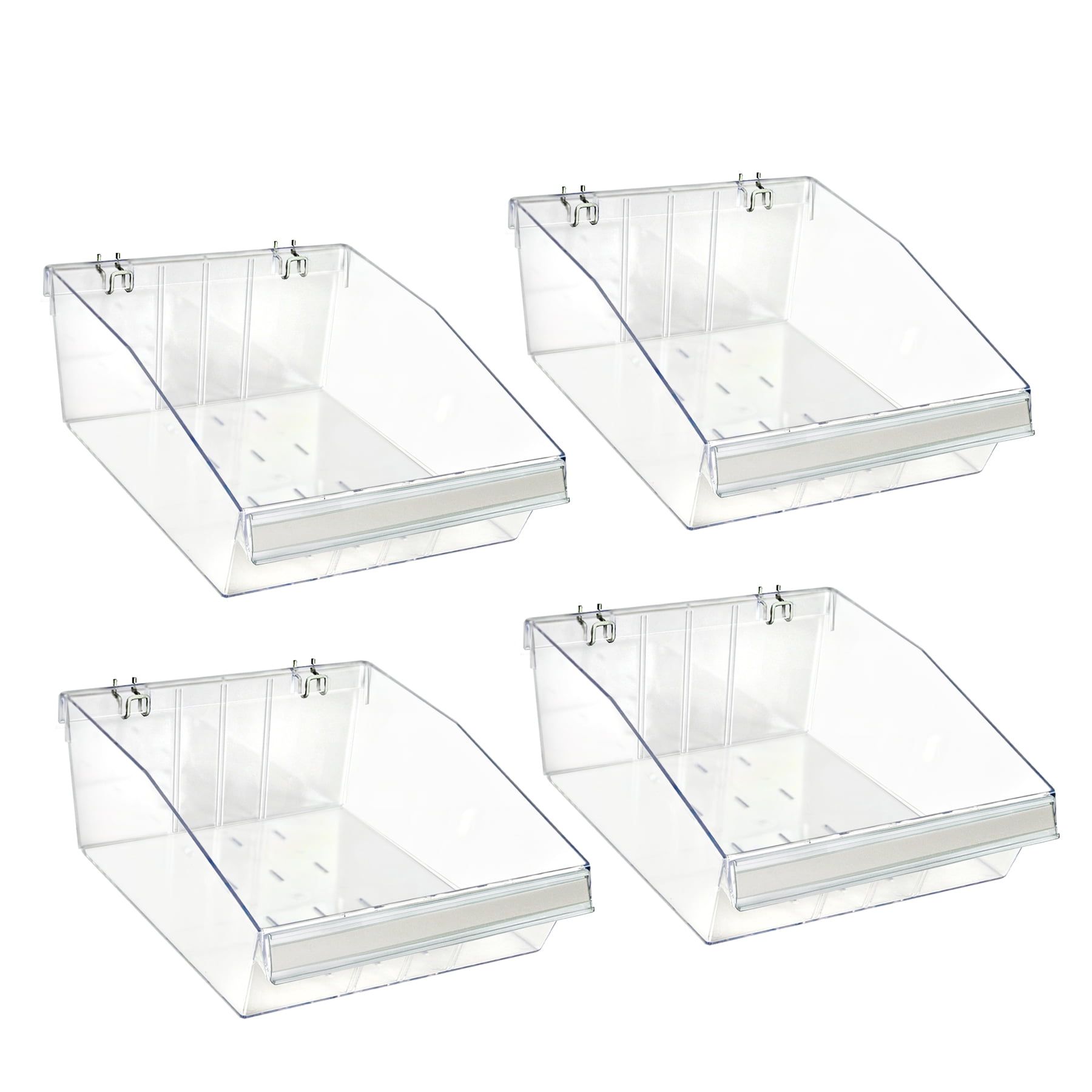 Clear Acrylic Rectangular Storage Divider Bins, 4-Pack