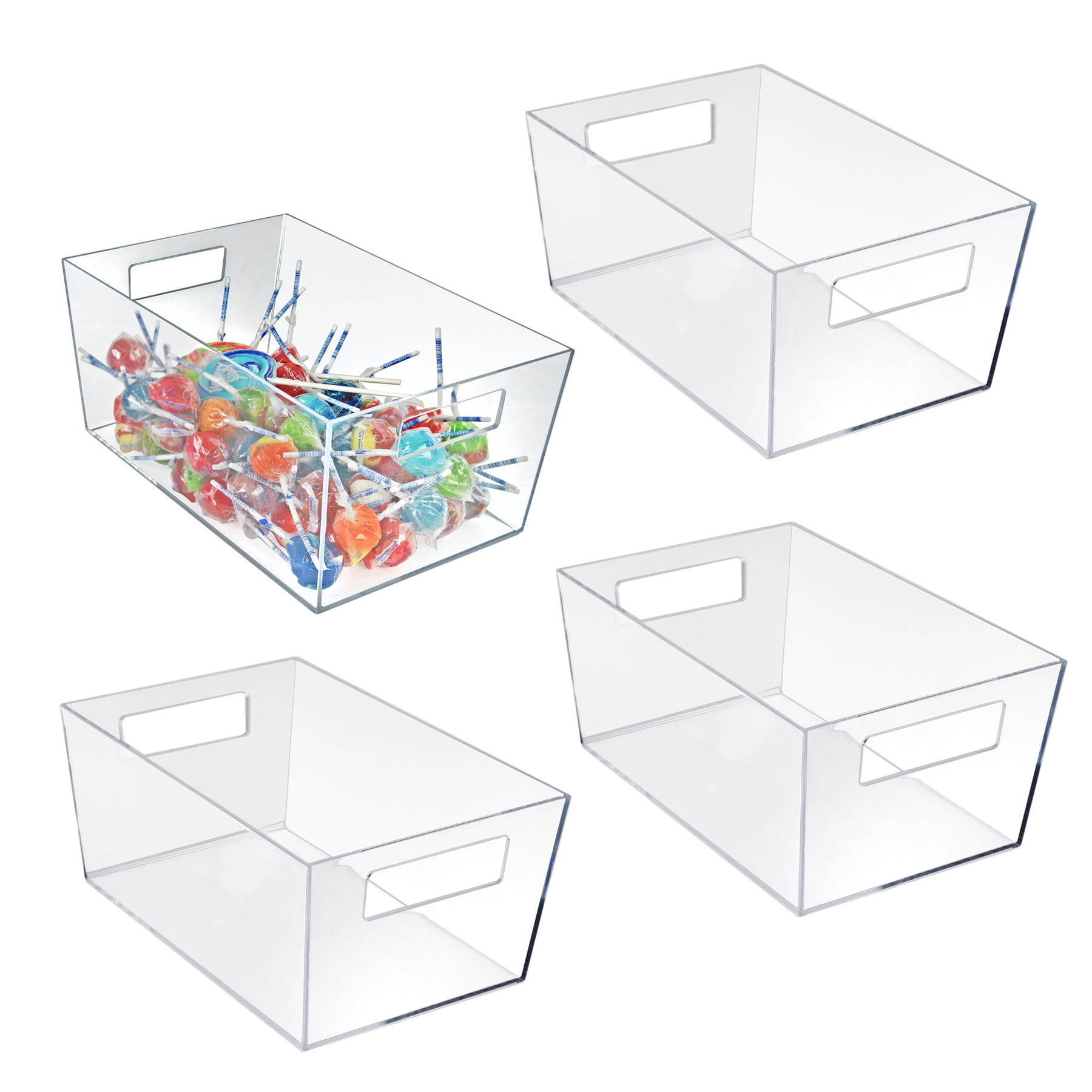 Clear XL Stackable Storage Bin with Cut-out Handles