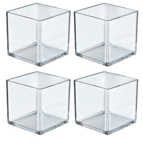 5" Deluxe Clear Acrylic Square Cube Bin for Counter,4-Pack