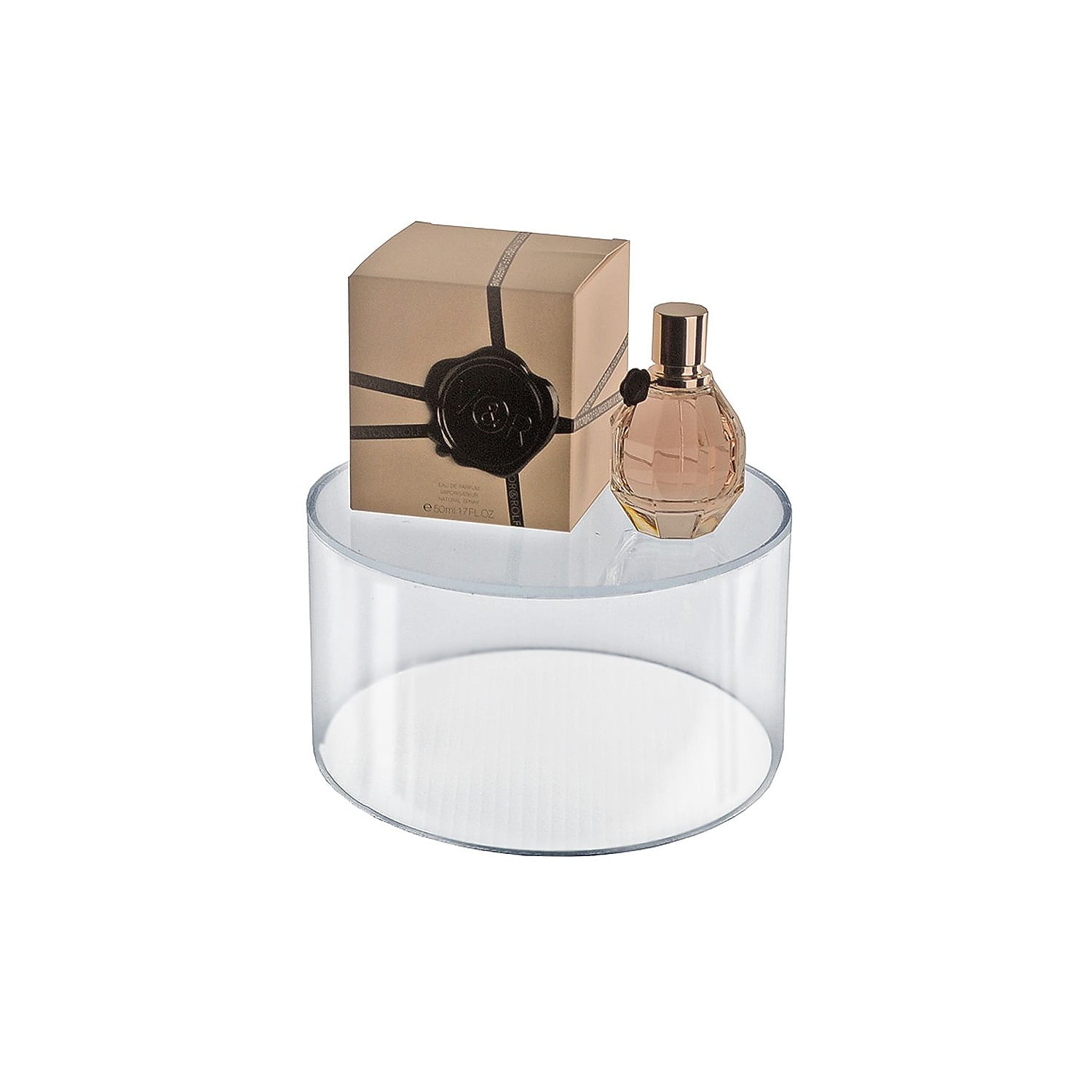 Clear Acrylic Cylinder Display, Plastic Round Container and Riser, 8
