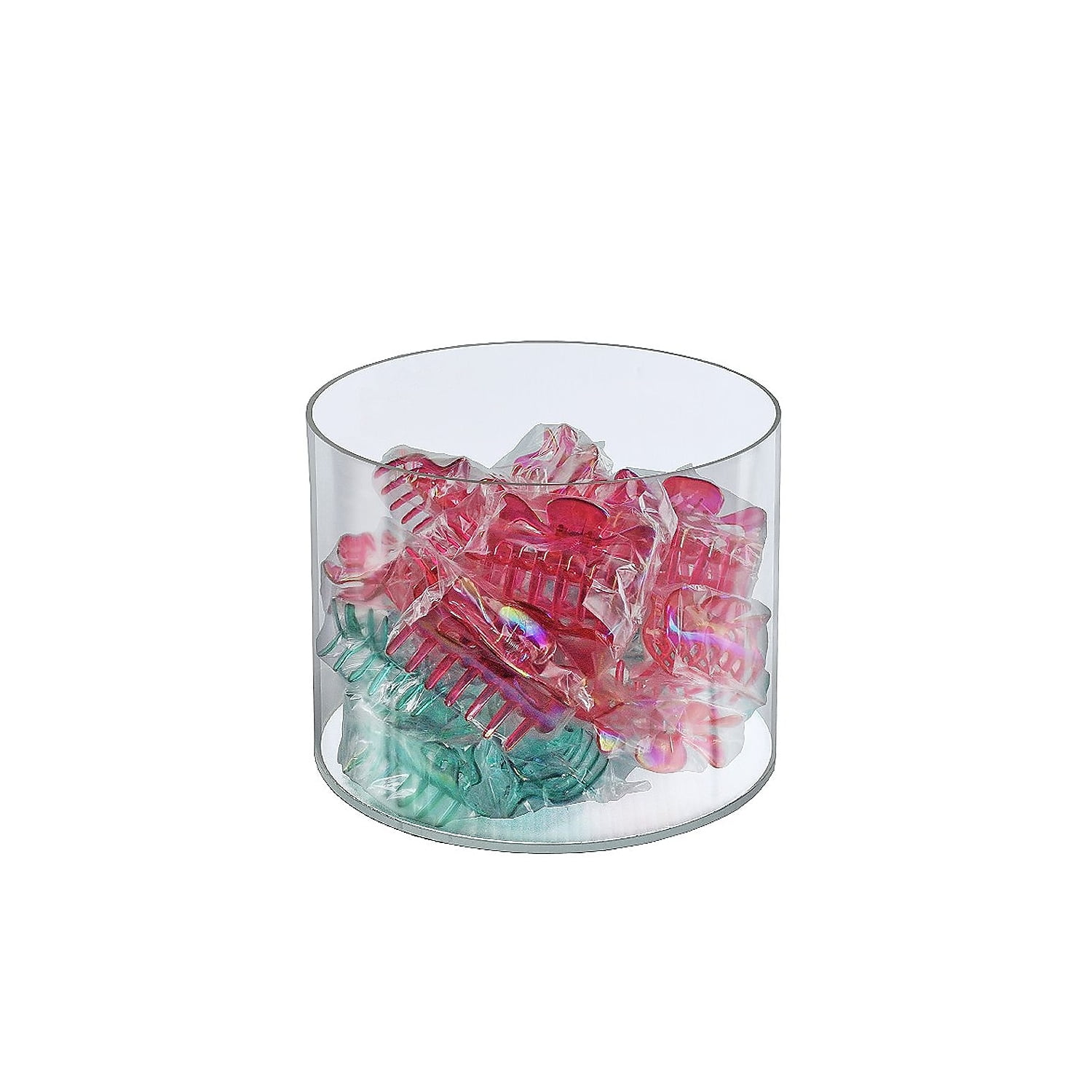Clear Acrylic Cylinder Display, Plastic Round Container and Riser, 8