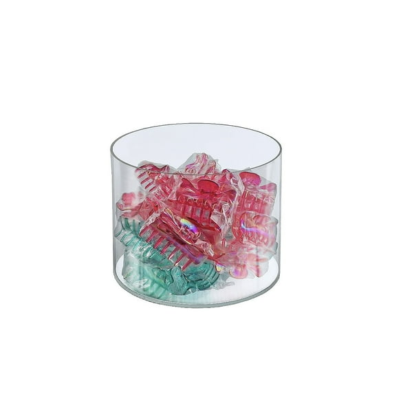 Clear Acrylic Cylinder Display, Plastic Round Container and Riser, 8"W x 8"H