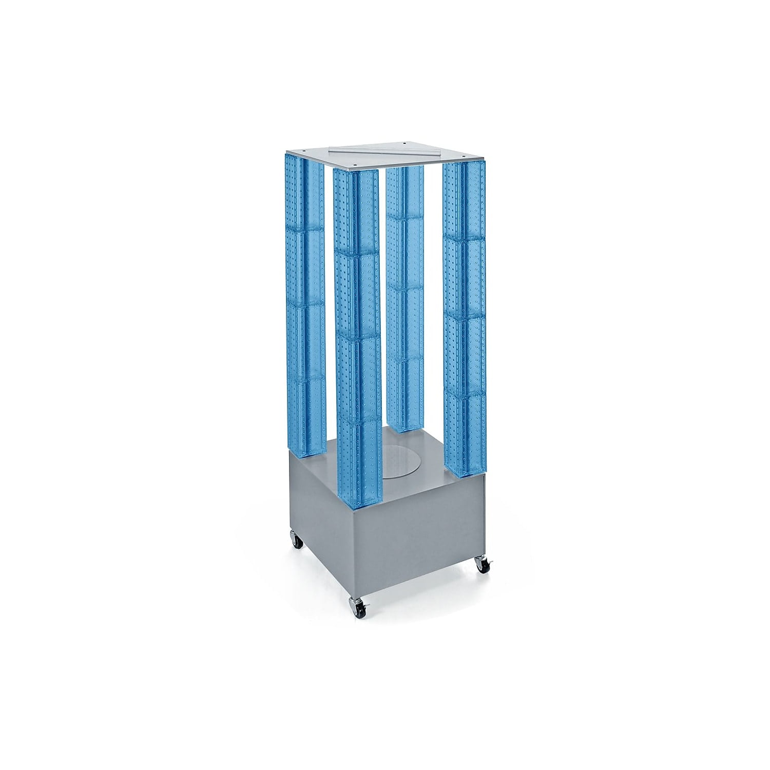 Translucent Blue 64" Pegboard Display with Revolving Towers