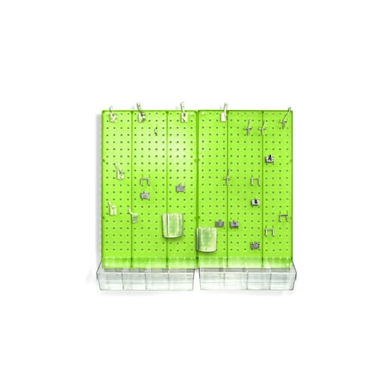Azar Displays 70-Piece Pegboard Organizer Kit, Green