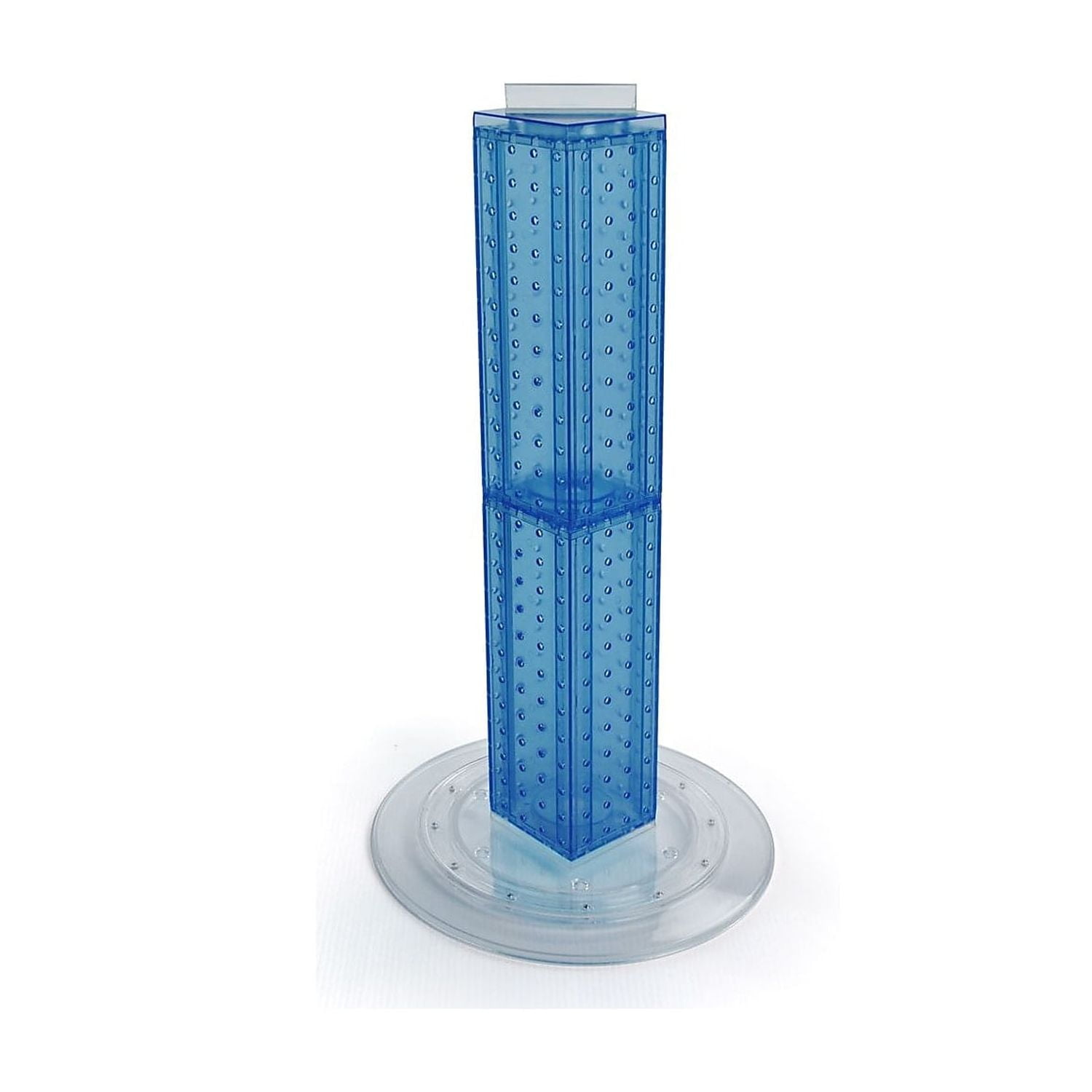 Blue Translucent Plastic Revolving Pegboard Display Tower