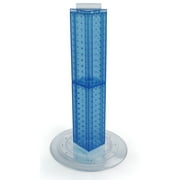 Azar Displays 700222-BLU Blue Four-sided 4"W x 24"H Pegboard Tower with Revolving 14.5" Base