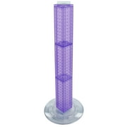 Azar Displays 700223-PUR Purple Four-sided 4"W x 36"H Pegboard Tower with Revolving 14.5" Base