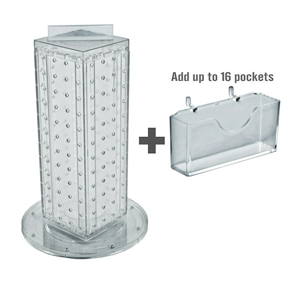 Four-Sided, 16 Pocket, Revolving Pegboard Gift Card Kit for Countertop