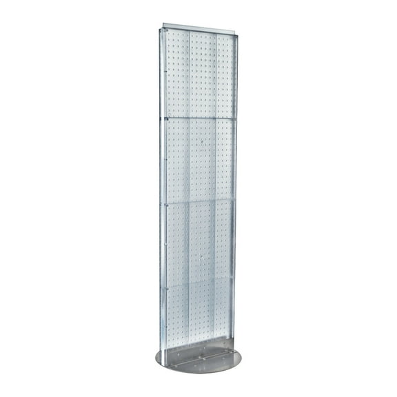 Two-Sided Pegboard Floor Display on Revolving Base. Spinner Rack Stand. Panel Size: 16"W x 60"H