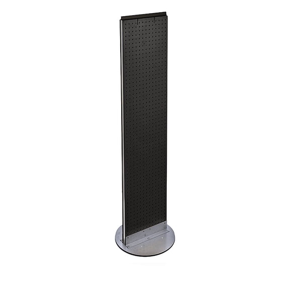 Two-Sided Pegboard Floor Display on Revolving Base. Spinner Rack Stand. Panel Size: 13.5"W x 60"H