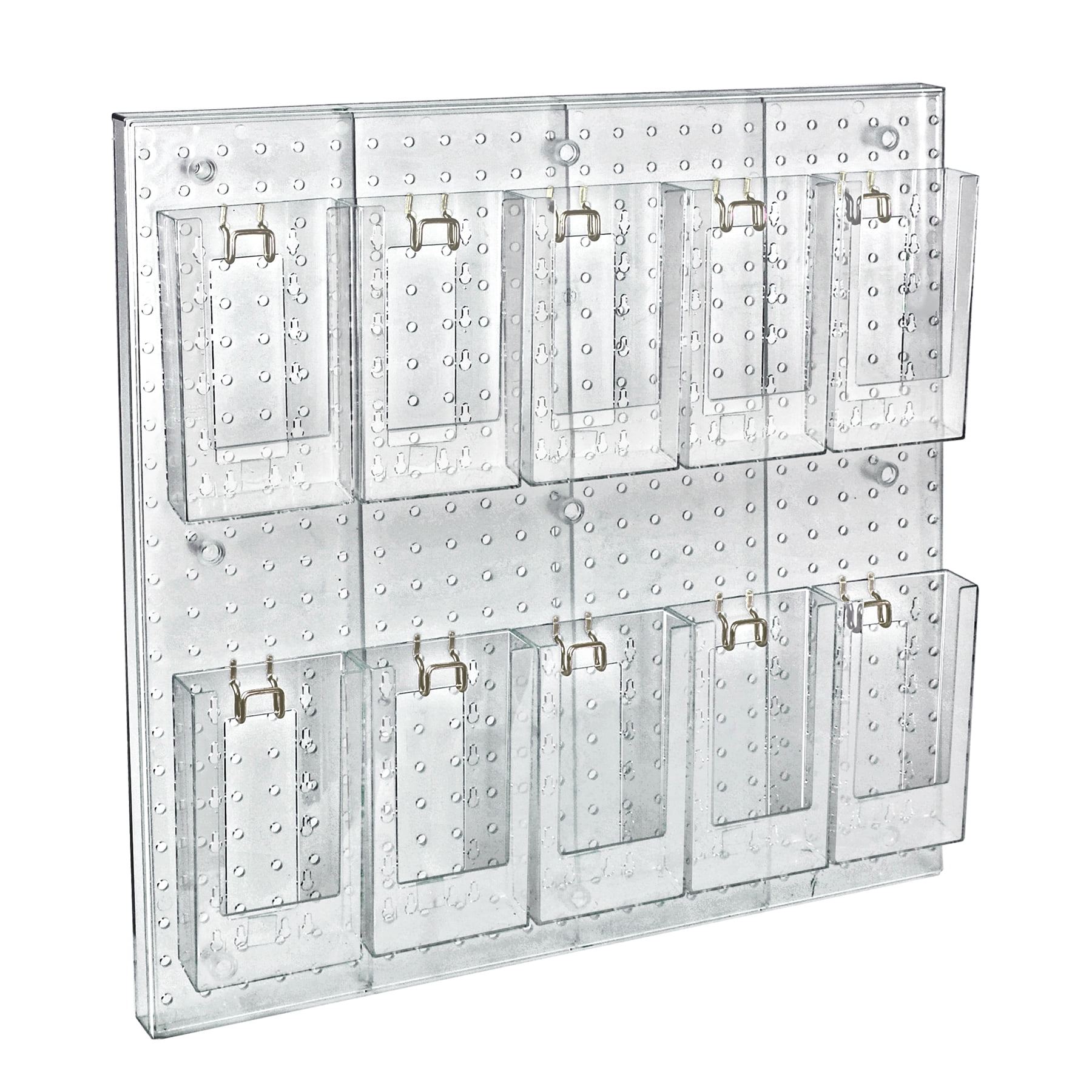 Clear Acrylic 10-Pocket Wall Mounted Literature Holder