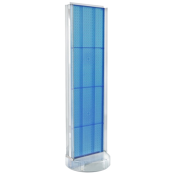 Two-Sided Pegboard Floor Display w/ C-Channel Sides on Revolving Round Studio Base. Spinner Rack Stand. Panel Size: 16"W x 60"H