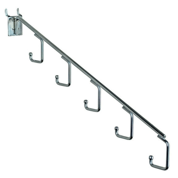 15"L Five Hook Chrome Waterfall Faceout Hook. 1.25" Between Each Station: Hooks 0.25" Diameter, 10-Pack