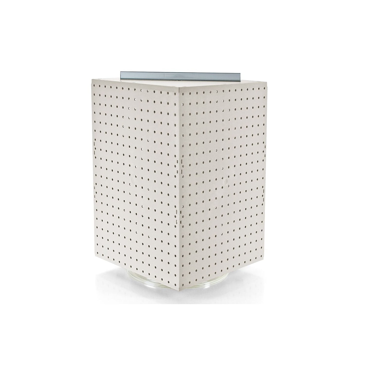 White Four-Sided Revolving Pegboard Display Stand, 20" Height